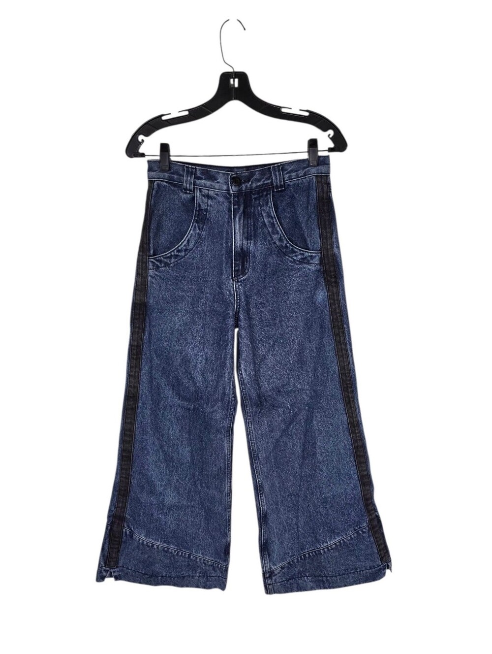 Liguid Lagoon Divider Denim Jeans Heavy Washed Embroidered 26X28 Wideleg